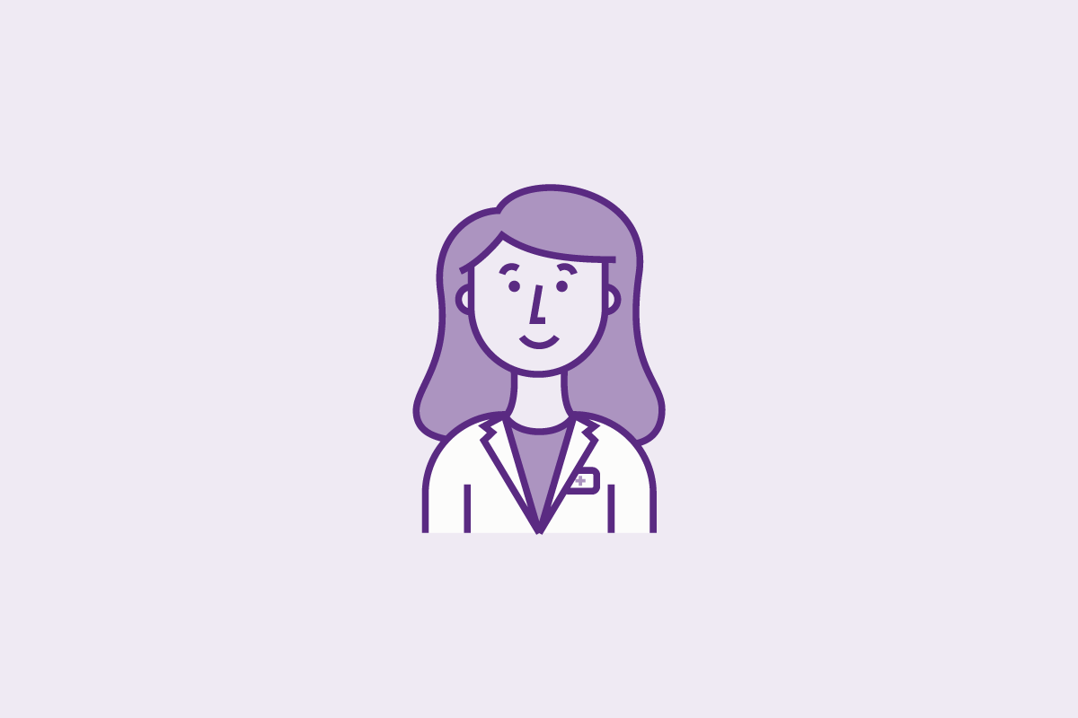 Purple illustration of female doctor